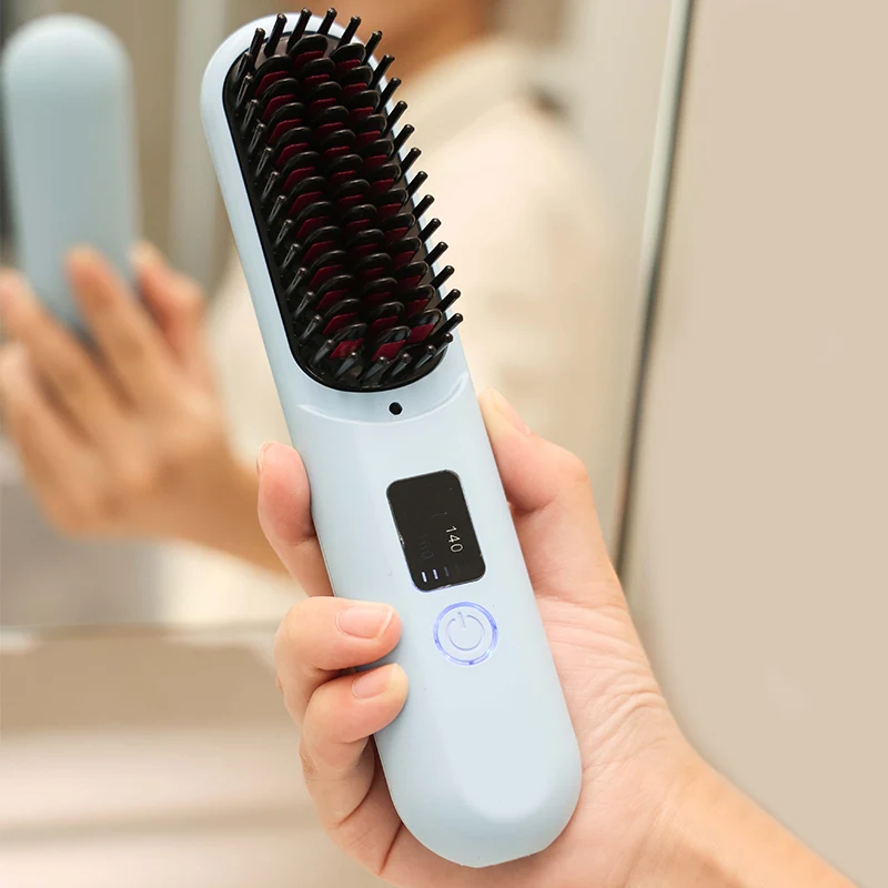 Brosse à lisser les cheveux rechargeable sans fil